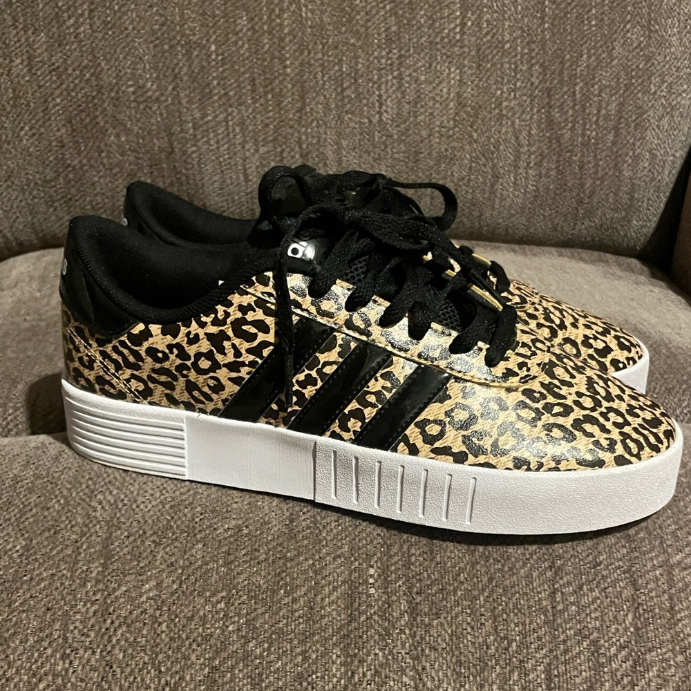 Adidas platform court sneakers leopard print
